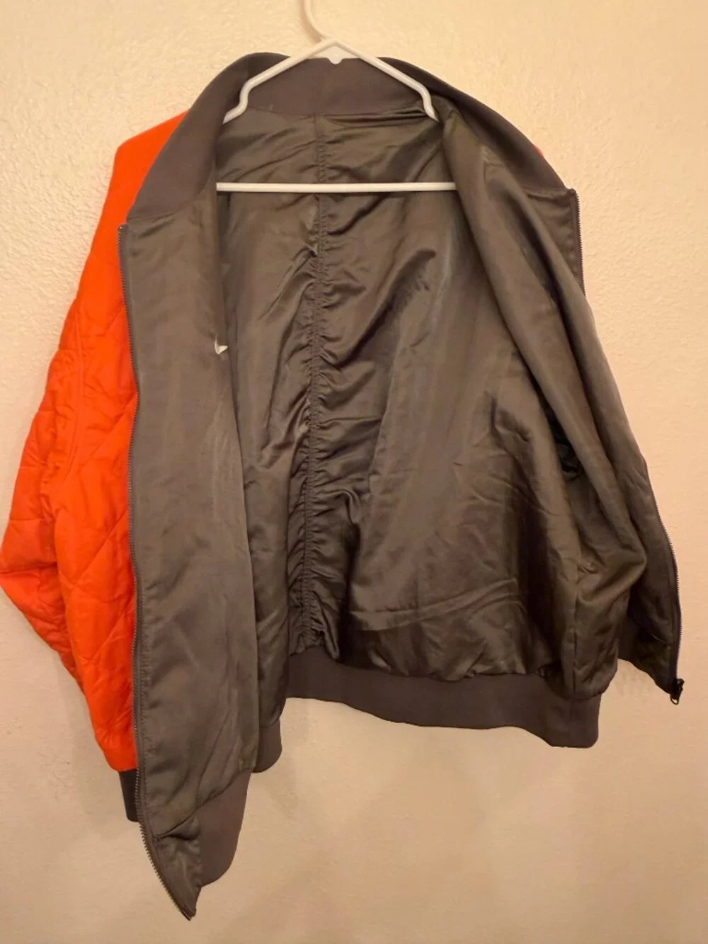 Nike Reversible Quilted Bomber Jacket Full Zip Orange Olive Green 1X